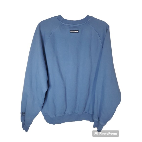 Raw Gear Mens Crewneck Pullover Size Large Sweatshirt Blue Fleece Sweater - Picture 2 of 3